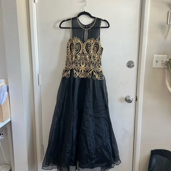 Vintage Dresses | Vintage 80s Dress With Gold Appliqu | Color: Black/Gold | Size: 6 | Moniquehanna's Closet